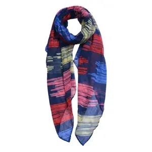 Produkt Modrý šátek s barevnými pruhy - 80*180 cm Clayre & Eef