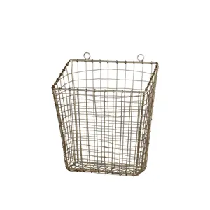Mosazný antik kovový košík Fil de fer Basket - 28*16*33 cm Chic Antique