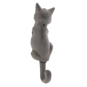 Nástěnný kovový háček kočka - 5*3*17 cm Clayre & Eef