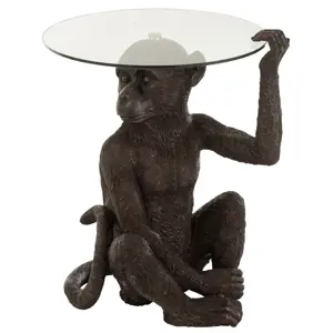 Odkládací kulatý stůl s nohou ve tvaru opice Ape Brown - 52*48*62 cm J-Line by Jolipa