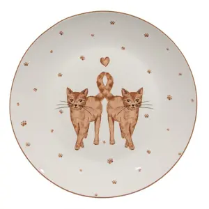 Porcelánový dezertní talíř s kočičkami Kitty Cats - Ø 20*2cm Clayre & Eef