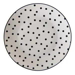Porcelánový dezertní talířek s černými puntíky Black Dot - Ø 20*2 cm Clayre & Eef