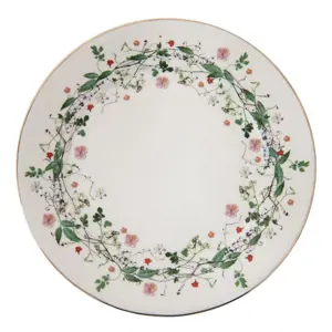 Porcelánový dezertní talířek s květy Flower fields - Ø 21*2 cm Clayre & Eef
