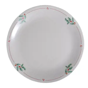 Produkt Porcelánový jídelní talíř s cesmínou a puntíky Holly Christmas - Ø 28 cm Clayre & Eef