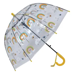 Produkt Průhledný deštník pro děti se žlutým držadlem a duhami - Ø 50 cm Clayre & Eef