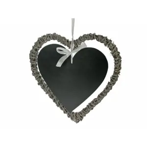 Produkt Ratanové závěsné srdce s křídovou tabulkou - 30*3*30 cm Van der Leeden