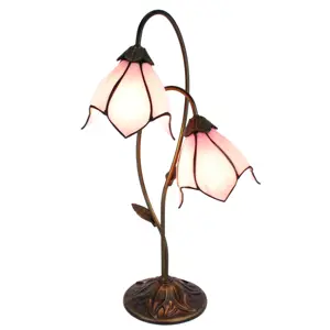 Produkt Růžová stolní lampa Tiffany Folwia Pink  - 35*18*61 cm E14/max 2*25W Clayre & Eef