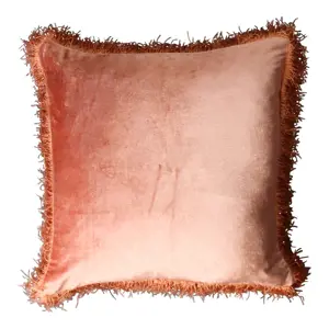 Produkt Růžový sametový polštář Rosa s třásněmi - 45*45*10cm Mars & More