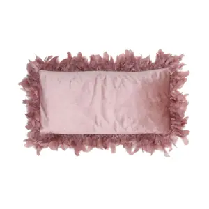 Růžový sametový polštář s peříčky Plumas - 60*30 cm Light & Living