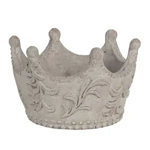 Šedá cementová antik dekorativní královská koruna M - 18*17*12 cm Clayre & Eef