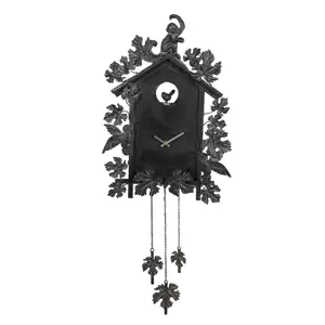 Šedé antik nástěnné dekorační hodiny ve tvaru kukaček - 36*8*86 cm / 1*AA Clayre & Eef