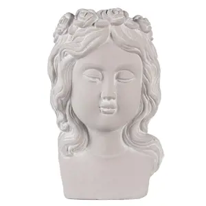 Produkt Šedý antik cementový květináč dívka s věněčkem - 20*17*30 cm Clayre & Eef