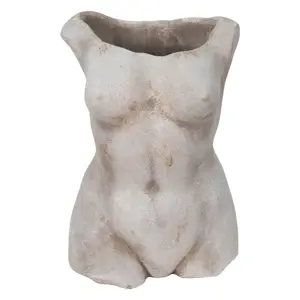 Produkt Šedý cementový květináč torzo ženy Womi - 19*13*27 cm Clayre & Eef