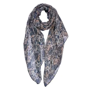 Šedý dámský šátek s modrým vzorováním - 80*180 cm Clayre & Eef