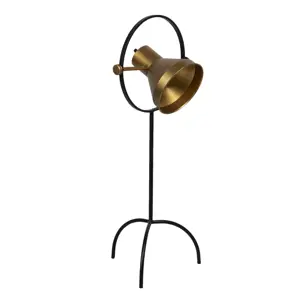 Produkt Stojací černá lampa na trojnožce se zlatým stínidlem Sofronia - 33*31*79 cm Clayre & Eef
