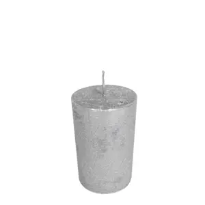 Stříbrná nevonná svíčka S válec  - Ø 5*8cm Mars & More