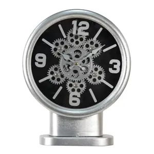 Produkt Stříbrné stolní hodiny s ozubenými kolečky - 24*8*30 cm Clayre & Eef