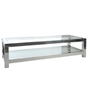 Stříbrný kovový konferenční stolek se skleněnou deskou Luxx - 160*60*40cm J-Line by Jolipa
