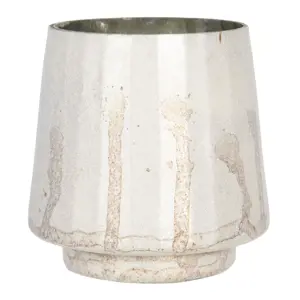 Stříbrný svícen na čajovou svíčku s patinou a odřeninami - Ø 13*13 cm Clayre & Eef