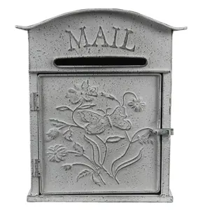 Světle šedá retro poštovní schránka Mail - 26*10*31 cm Clayre & Eef