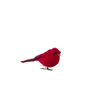 Tmavě růžový dekorativní ptáček na skřipci S - 4*11*6 cm J-Line by Jolipa