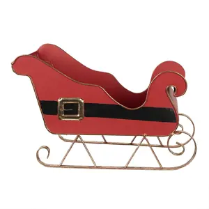 Produkt Vánoční dekorace červené kovové sáně Santa - 45*21*28 cm Clayre & Eef
