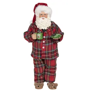 Vánoční dekorace Santa v pyžamu s bačkorkama - 14*10*28 cm Clayre & Eef