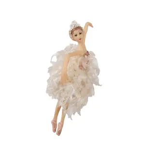 Závěsná dekorace Ballerina v peříčkové sukni - 11*2*15 cm Clayre & Eef