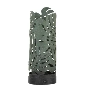 Produkt Zelená Led svítící kovová lampička s listy Leaves - Ø13*34cm J-Line by Jolipa
