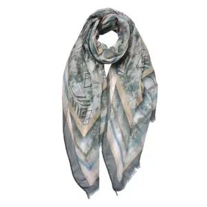 Produkt Zelený dámský šátek se vzorem- 70*180 cm Clayre & Eef