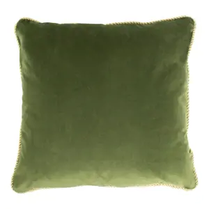 Zelený sametový polštář obšitý krouceným zlatým provázkem Velvet - 45*10*45cm Mars & More