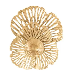Zlatá antik nástěnná kovová dekorace květ Callien - 24*5*28 cm J-Line by Jolipa