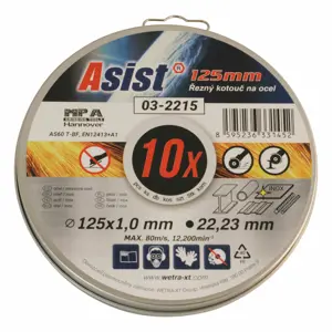 Produkt Asist 03-2215 sada řezných kotoučů ocel/INOX, 10 ks, 125 x 1 mm