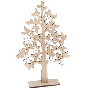 Produkt Dřevěná dekorace Strom s květinami hnědá, 19,5 x 29,5 x 5 cm