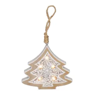 Produkt Solight LED vánoční stromek, dřevěný dekor, 6LED, teplá bílá, 2x AAA