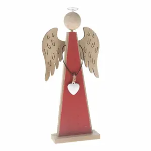 Produkt Vánoční dřevěná dekorace Modern angel červená, 14,5 x 33 cm