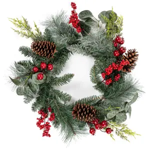 Produkt Vánoční věnec Berry and pinecone červená, 45 x 10 x 39 cm