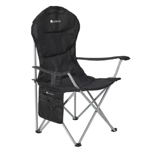 Produkt Juskys Kempová židle Lido s držákem na láhev a taškou na přenášení - černá