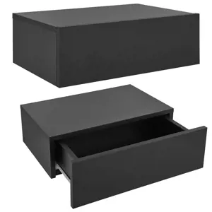 Produkt Juskys Nástěnný noční stolek 46x30x15 cm se šuplíkem, černý