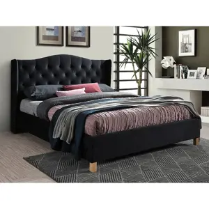 Produkt Signal Čalouněná postel ASPEN VELVET 160 x 200 cm barva černá/dub