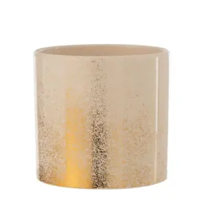 Béžovo-zlatý keramický obal na květináč - Ø17*16cm J-Line by Jolipa