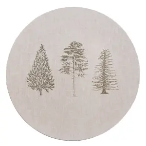 Béžový servírovací talíř se stromky Natural Pine Trees - Ø 33*1 cm Clayre & Eef