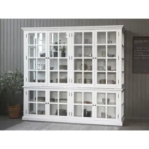 Produkt Bílá antik dřevěná skříň / vitrína s policemi Frances - 220*55*195cm Chic Antique