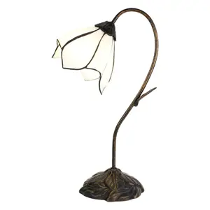 Produkt Bílá stolní Tiffany lampa ve tvaru květu Folwia - 30*17*48 cm E14/max 1*25W Clayre & Eef