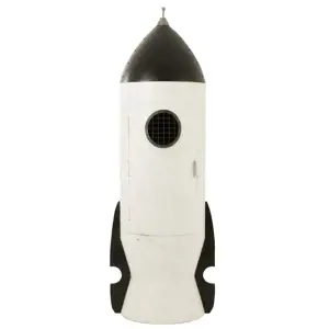 Produkt Bílo-černá kovová skříň ve tvaru rakety Rocket - 70*70*218 cm J-Line by Jolipa