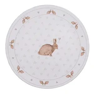 Bílý servírovací talíř s motivem králíčků a srdíček Bunnies in Love - Ø 33*1 cm Clayre & Eef
