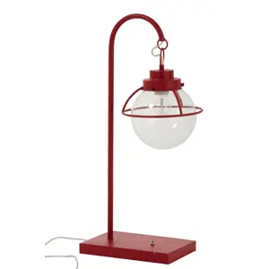 Produkt Červená kovová stolní retro lampa s patinou Ball Hang - 33*23*70 cm J-Line by Jolipa