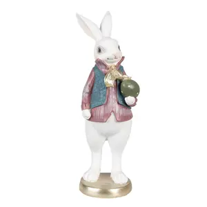 Produkt Dekorace bílý králík v košili a s vajíčkem - 11*10*26 cm Clayre & Eef