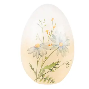 Dekorace keramické vajíčko s modrými květy - 11*11*17 cm Clayre & Eef