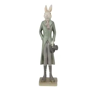 Produkt Dekorace králík elegán v zeleném fraku s kloboukem - 9*7*36 cm Clayre & Eef